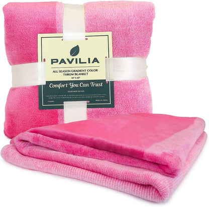 Cozy 50x60 Inches PAVILIA Flannel Fleece Ombre Throw Blanket for Couch | Soft Microfiber Couch Gradient Accent Blanket