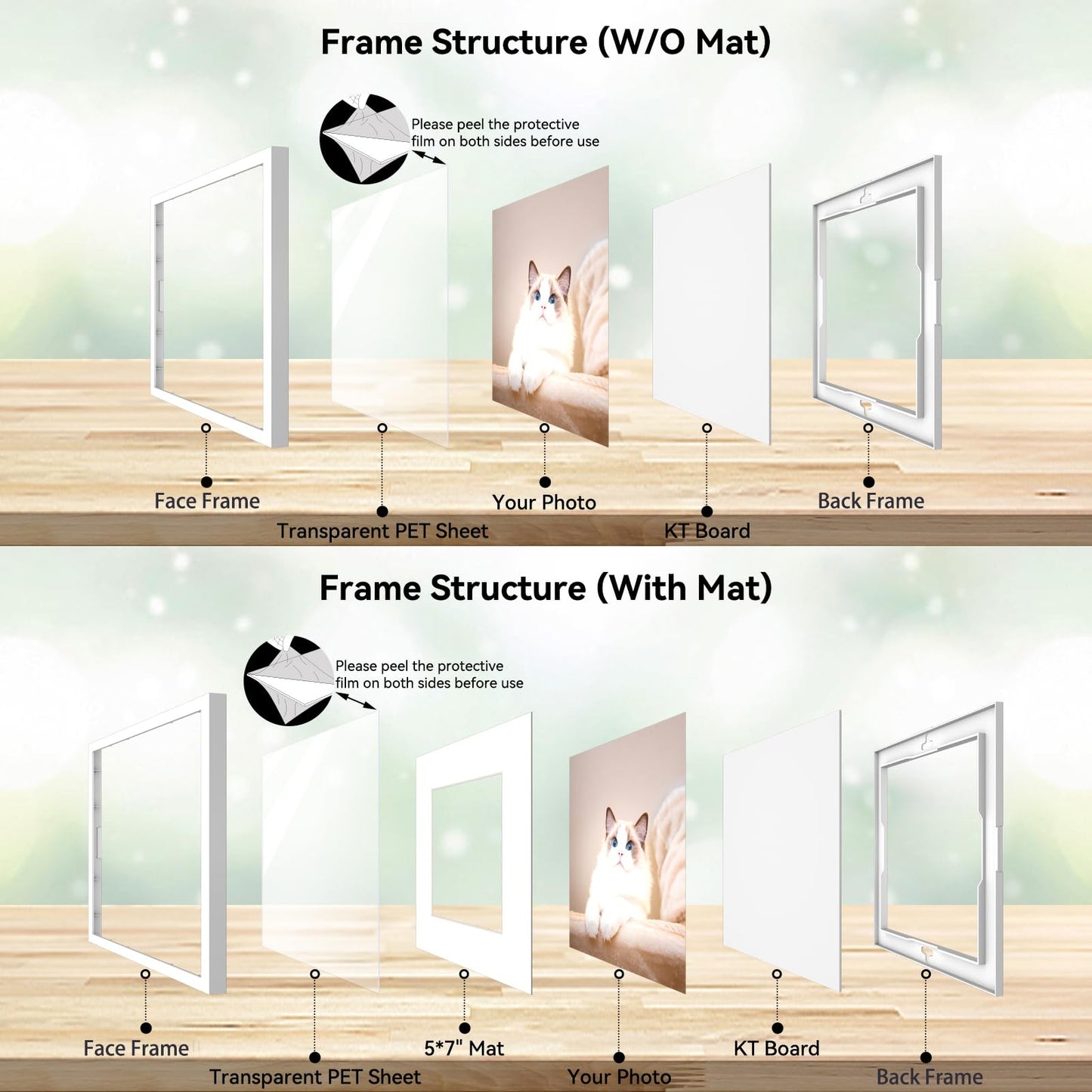 Happy Reunion 8x8 Picture Tiles | Mix Tiles Picture Frames Stick on Wall | Photo Tiles Peel and Stick Picture Frames as Gallery Wall Frame Set (White - 9 Pcs)