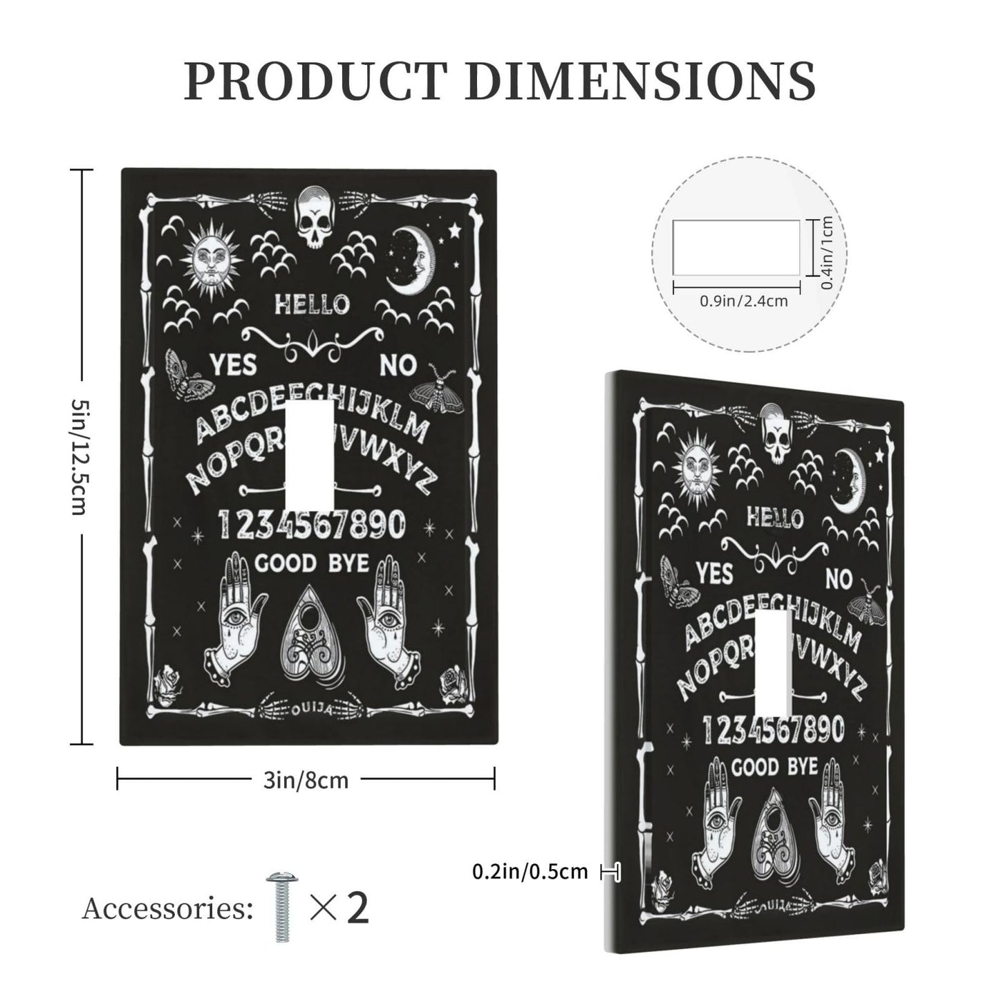 Wpshijia Black Witchy Skeleton Skull Gothic Sun Moon 1 Gang Novelty Light Switch Covers Decorative Unique Single Toggle Wall Plate Switchcover Electrical Switchplate for Bathroom Bedroom Decor