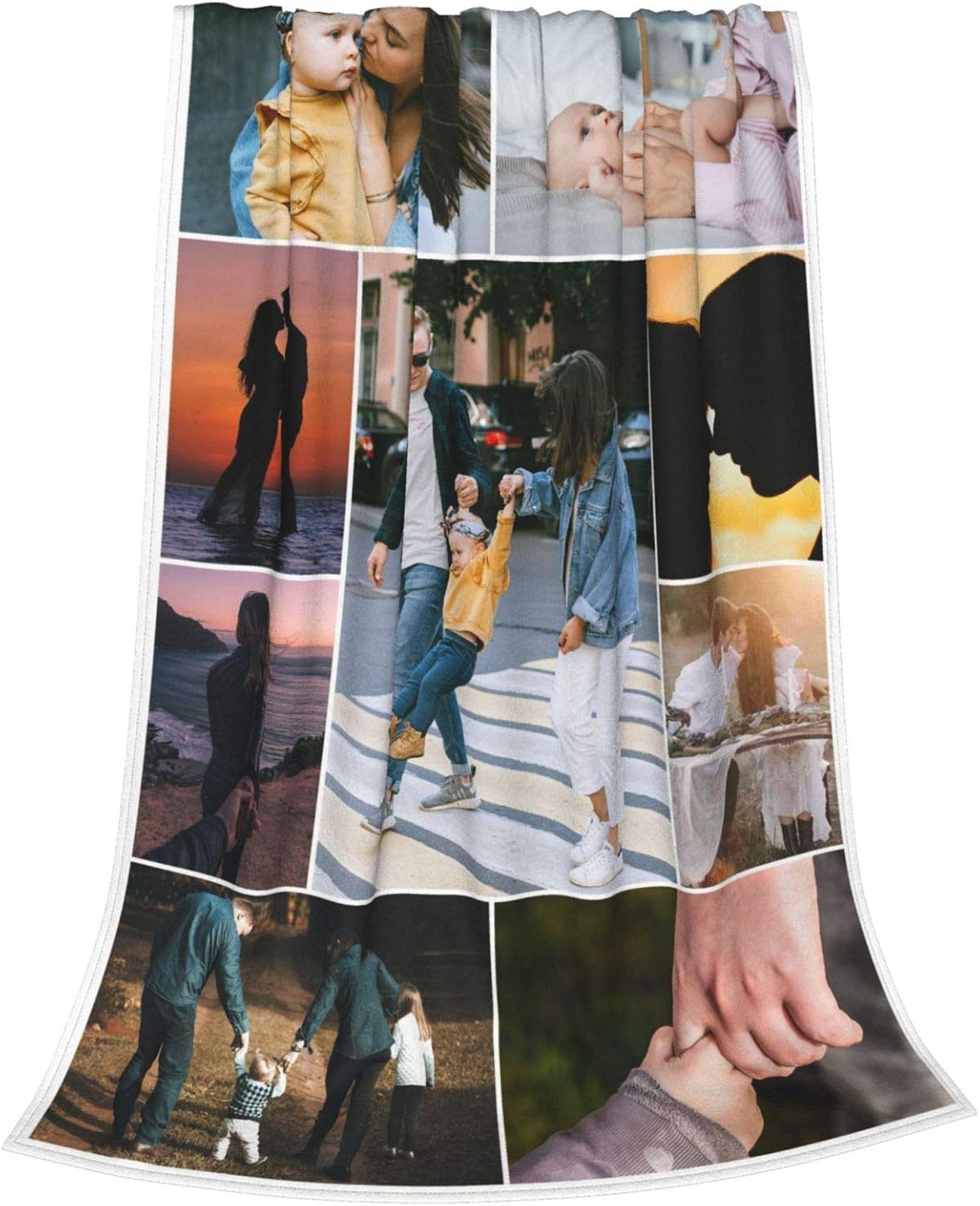 Custom Blankets with Photos Collage - Personalized Throw Blankets with Picture and Text, 40x50 Inch, 9 Photos