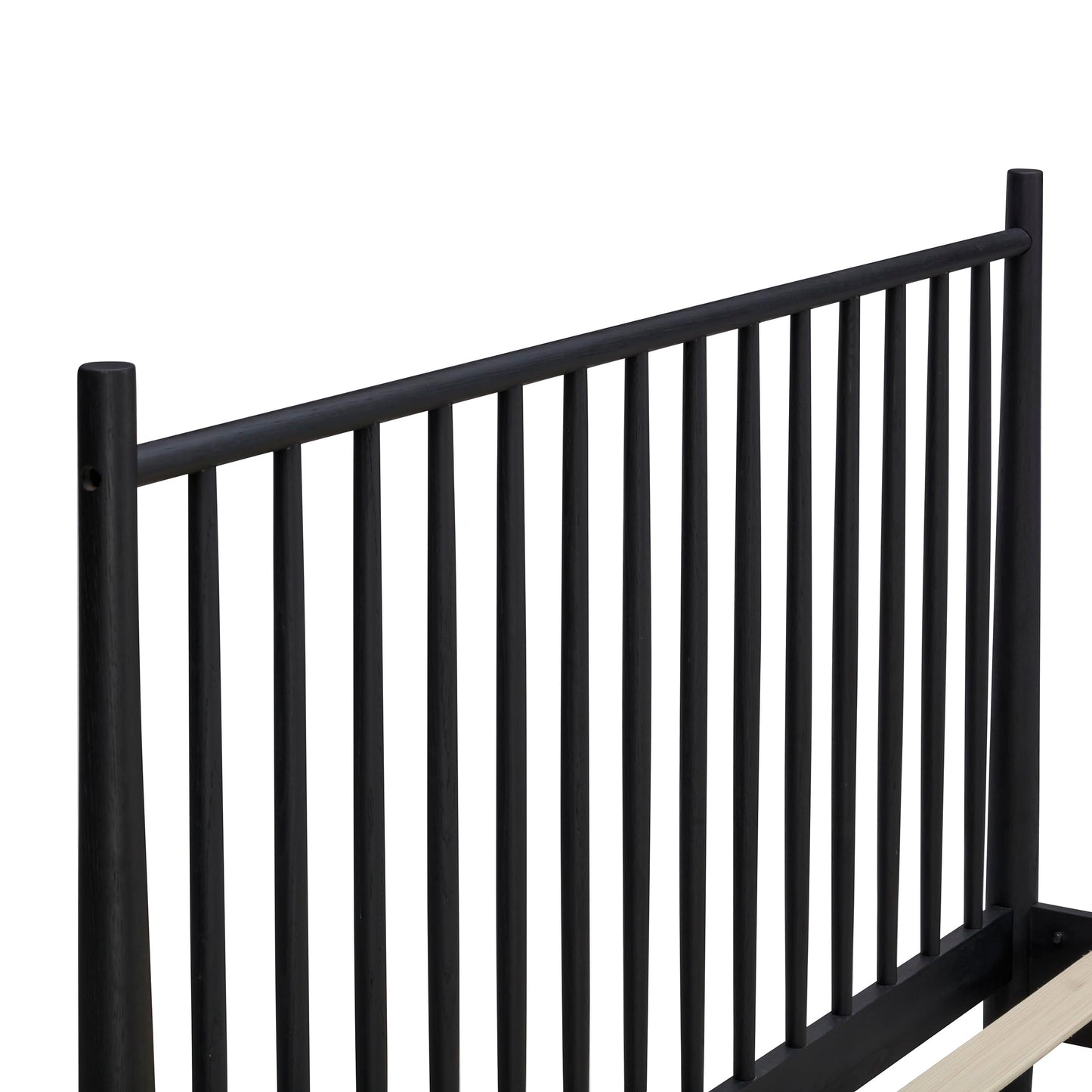 NTC Inno Wooden Bed Frame with Headboard, Solid Oak and Rubber Wood Foundation with Silent Slats and Wood Central Supports, 1000 Lb Capacity, Effortless Assembly, King - Burnt Black