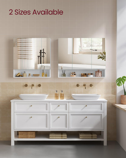 VASAGLE Kailyn Collection - Medicine Cabinet Mirror, Bathroom Wall Mirror Cabinet with Storage, Open Compartment, Adjustable Shelves, Modern Style, 6.5 x 35.4 x 29.5 Inches, Cloud White UBBK130W01