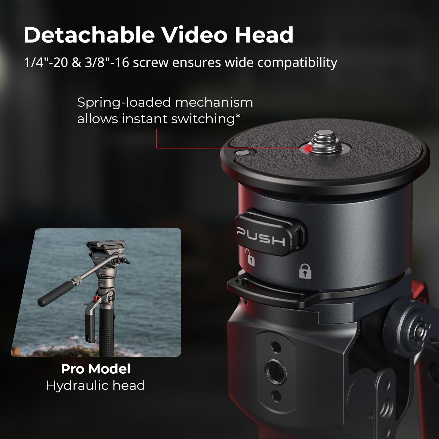 SmallRig 175cm / 68.9" Carbon Fiber Video Monopod for Camera, Compact Camera Monopod with One-Button Lift & Lock, Max. 5kg Playload Fluid Head Fits for DJI RS and for MFT 501L