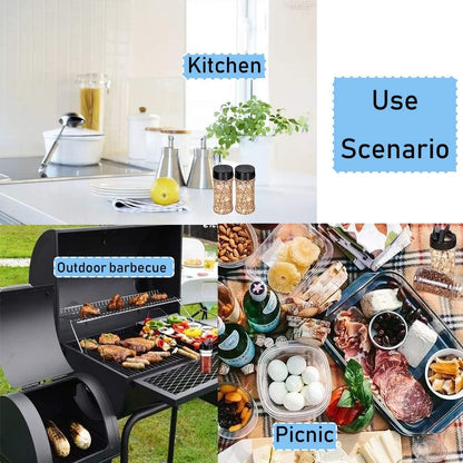 16 3.5oz PCS Plastic Seasoning Containers with Black Screw Lids to Pour or Shake,Portable Empty Clear Spice