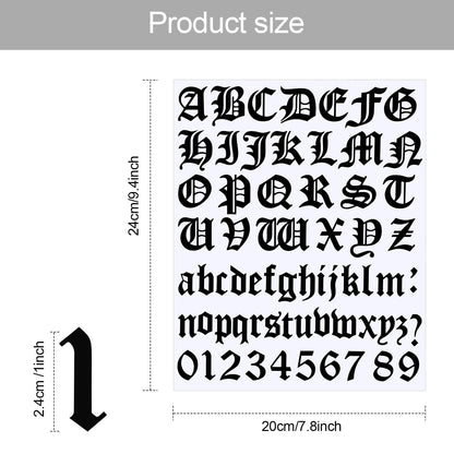 Teling 8 Sheets Letter Stickers Vinyl Old English Alphabet Number Stickers Self Adhesive Stick on Letters for Graduation Scrapbooking DIY Art Business Mailboxes Address Craft(1 Inch,Black)