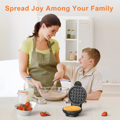 CROWNFUL Mini Waffle Maker, 4" Chaffle Maker with Non-Stick Surface, Easy to Clean, Recipe Guide Included