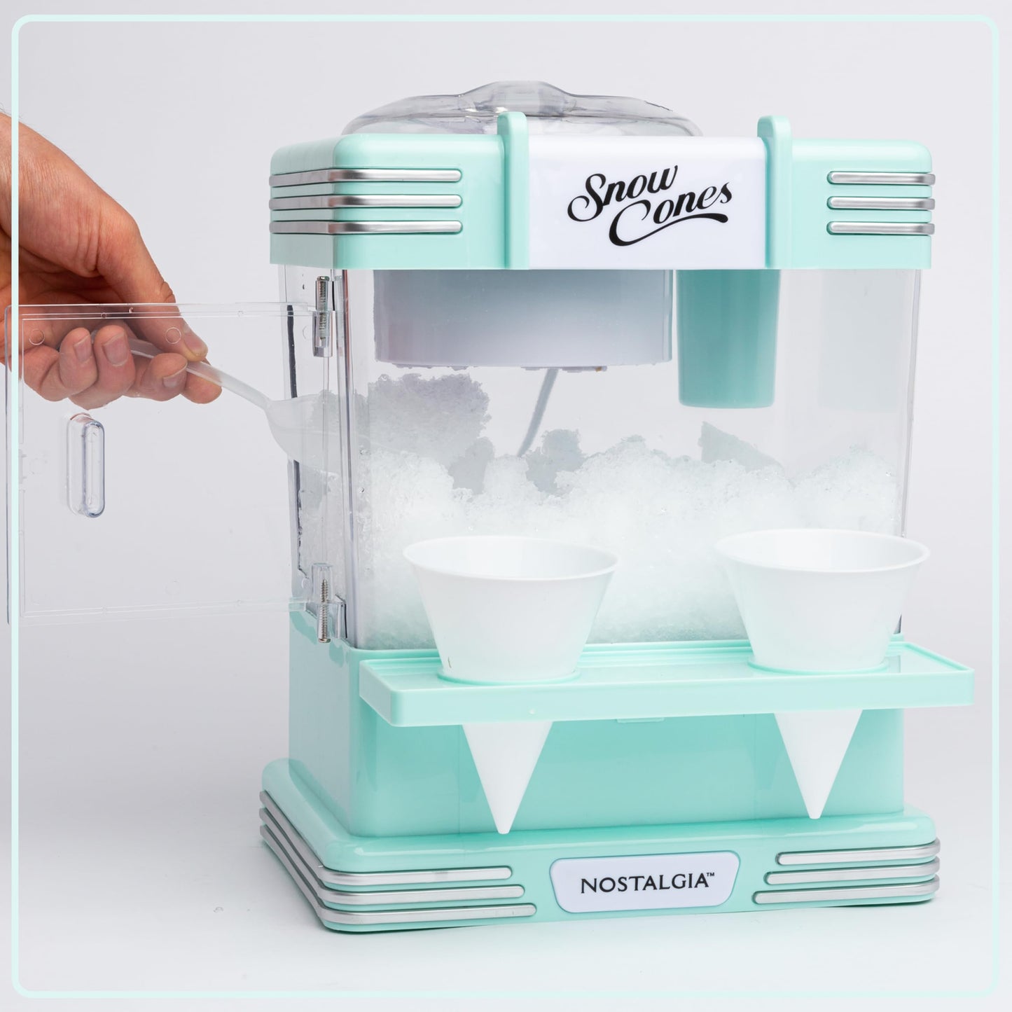 Nostalgia Snow Cone Shaved Ice Machine - Retro Table-Top Slushie Machine Makes 20 Icy Treats - Includes 2 Reusable Plastic Cups & Ice Scoop - Retro Red