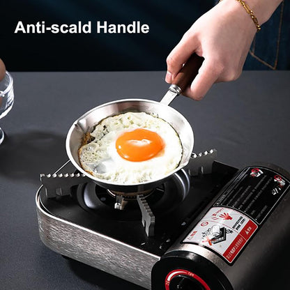 Luqeeg Mini Stainless Steel Frying Pan, Non Stick Egg Pan, Compatible with Induction & Gas Stoves, Ergonomic Handle