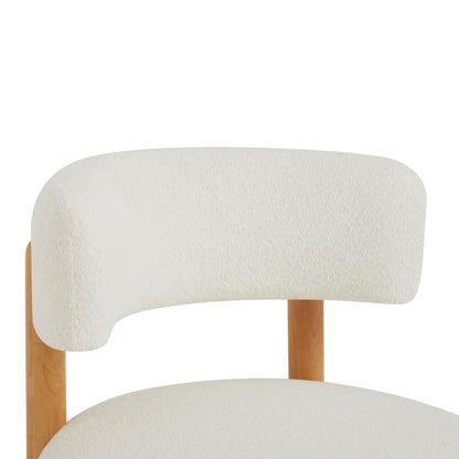 Christopher Knight Home Eloise Modern Accent Chair Set of 2, Boucle Upholstered Lounge Chair Indoor with Wooden Frame, Comfy Reading Chair for Bedroom, Light Beige+Natural