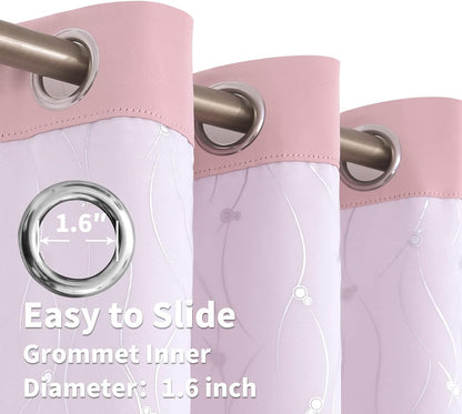 2 84 Inches 52 84 Inch BGment Baby Pink Blackout Curtains Panels for Girls Bedroom, Nursery Curtains Long Silver