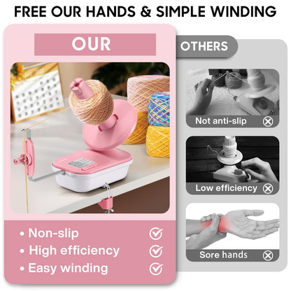 Electric Yarn Winder for Crocheting High Speed, Upgrade Three Gears Adjustable 4-10oz Large Capacity Automatic Yarn Ball Winder, Yarn Spinner, The Helper for Knitting Enthusiast, Pink