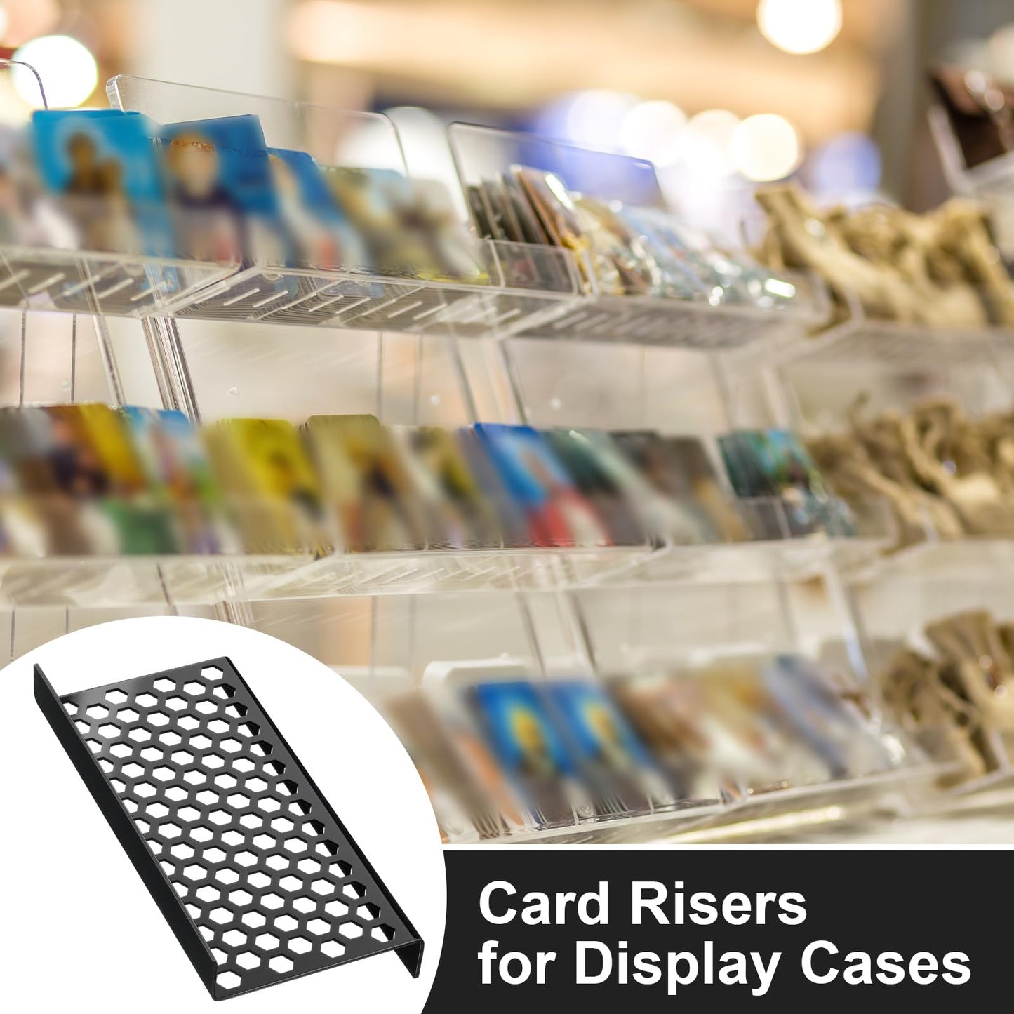 Yalikop 10 Pcs Trading Card Risers for Display Case Acrylic Modular Display Risers for Cardshow Vendor Sport Card Board Game (Honeycomb)