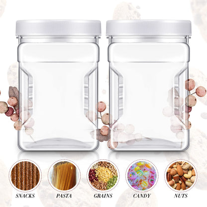 Gerrii 18 Pcs 27 Oz Plastic Storage Jars with Lids, Clear Wide Mouth Square Plastic mason Containers, Paint Storage Containers with Easy Grip Handles, Reusable Wide Mouth Canisters