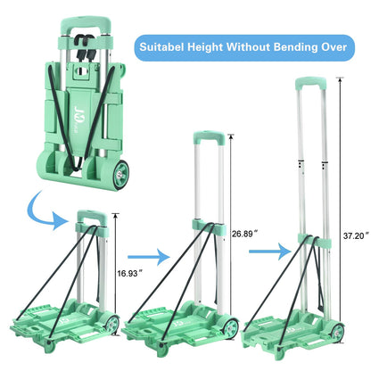 JMFOLD Folding Hand Truck 70 lbs，Small Dolly with 2 Wheels，Folding Luggage cart， Lightweight Aluminum Foldable Luggage Cart，for Airport,Travel,Moving and Office Use (Silver-Aluminum)