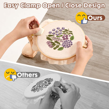Embroidery Hoop Stand - Needlepoint & Cross Stitch Holder, Upgraded Firm Clamp, Easy Lock/Release, Fits Most Hoops, Anti-Loose Screws