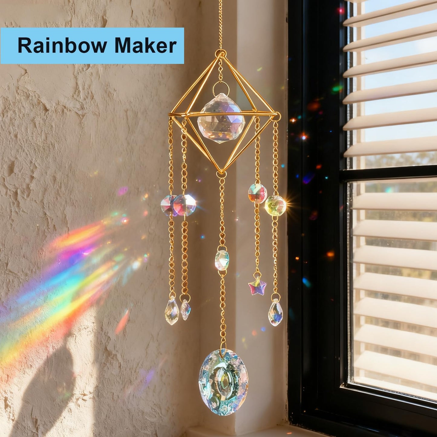DIY Crystal Suncatcher Kit with Wind Chime/2pcs Large Prism,Dream Catchers Arts and Crafts Kits for Adults Hobbies,Sun Catchers Beads with Butterfly for Indoor Window Hanging Outdoor Decor Gifts