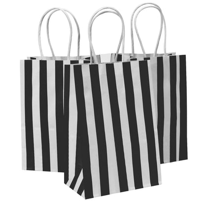 Ronvir 100Pcs Small Gift Bags,Black & White Striped Recycled Paper Bag