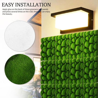Baluue Artificial Moss Wall Panels 11.81 Inch Faux Green Wall Decor 2-Pack for Indoor Outdoor Landscape Plant Accent Easy Install Micro Moss Backdrop