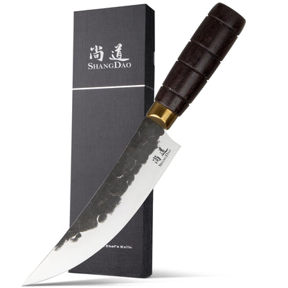 SHANGDAO Chef Knife, Black Forged Kitchen Knife with High elastic stainless steel Stainless Steel Blade, Professional Handcrafted Chefs Knife, Ergonomic Handle Grip and Gift Box