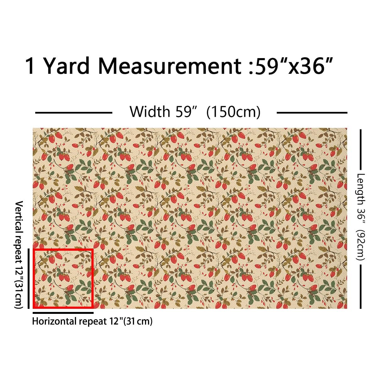 Autumn Fruits Fabric by The Yard,Farmhouse Style Wild Plants Flannel Polyester Fabric,Jungle Camping Quilting Supplies for Sewing,Botanical Plants Rustic Style DIY Crafts,2 Yards,72" L x 59" W