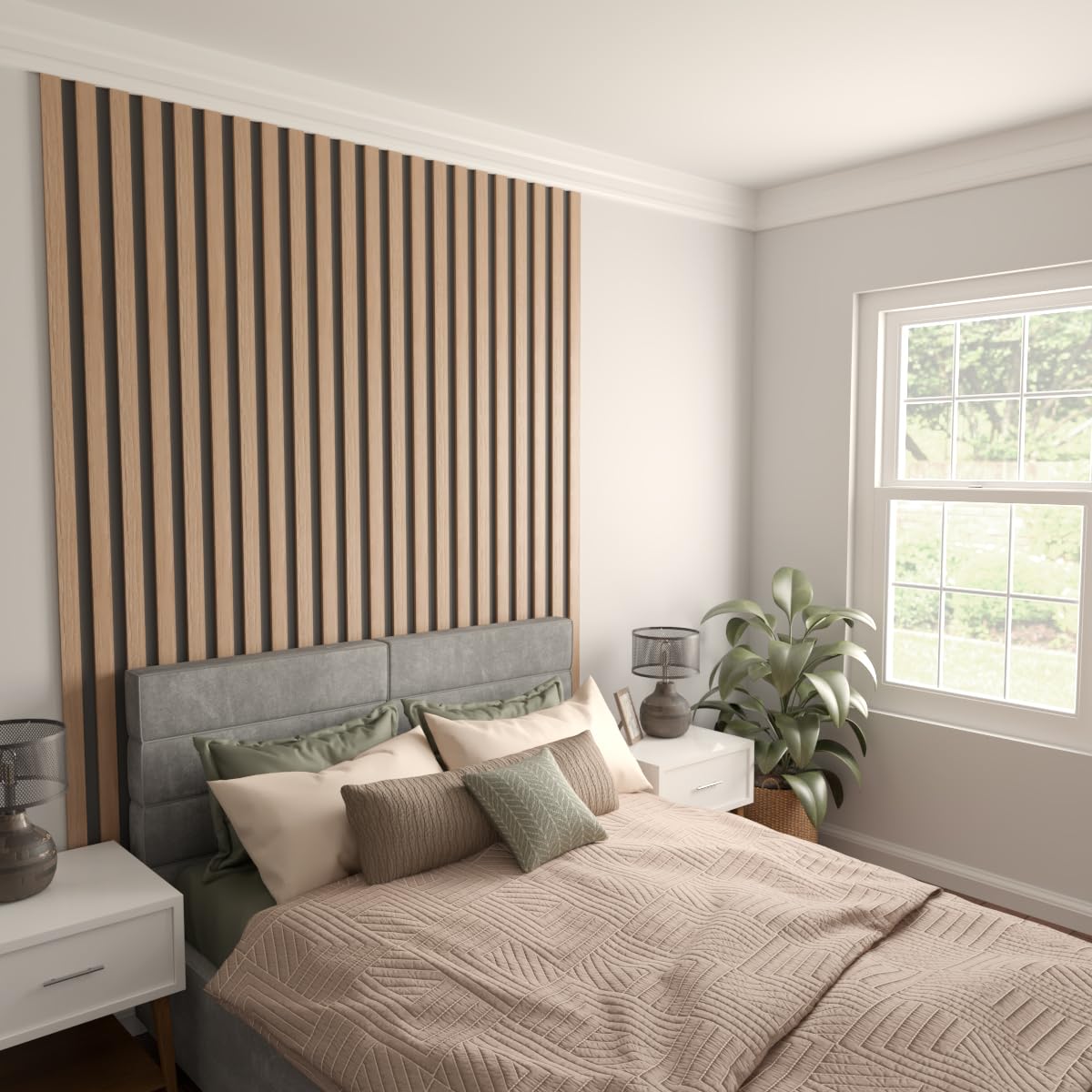 Ekena Millwork Heritage Premier Traditional Stain Grade Solid Hardwood Adjustable Slat Wall Kit w/ 2"W x 94 1/2"H Slats, Maple (Contains 10 Slats)