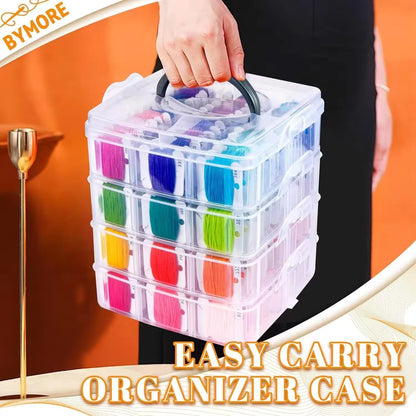 Fabpop 190 Pack Embroidery Floss Thread Kit Including 150 Colors Cross Stitch Sewing Thread with 40 Pcs Embroidery Accessories and 3-Tier Transparent Embroidery Thread Storage Organizer Box