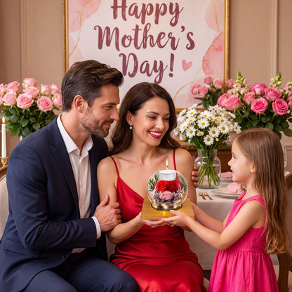 ENERLEAF Preserved Purple Real Rose in Glass with Scented Candles – Forever Flower Romantic Anniversary Christmas Birthday Valentines for Mom, Women, Wife, Girlfriend, Her, Grandma