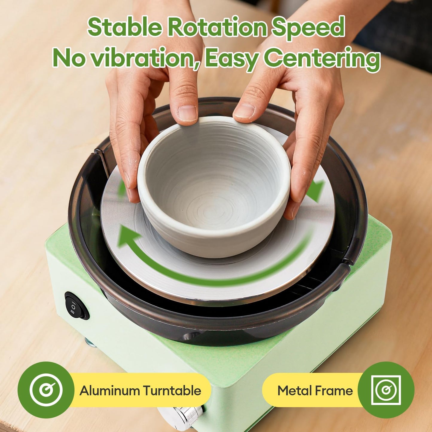 Pottery Wheel - Mini Pottery Wheel kit with 18PCS Pottery Tools, 6" Turntable Bidirectional Rotation Electric Ceramic Wheel, Birthday Christmas Gifts for Adults, Beginners, Teens