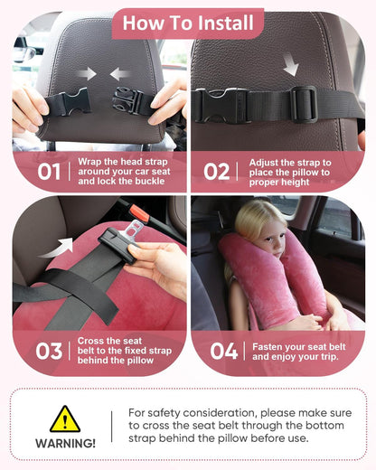 TinlyFinly Car Travel Pillow for Kids Adults, Raised Padding Head and Neck Support Car Seat Sleeping Pillow