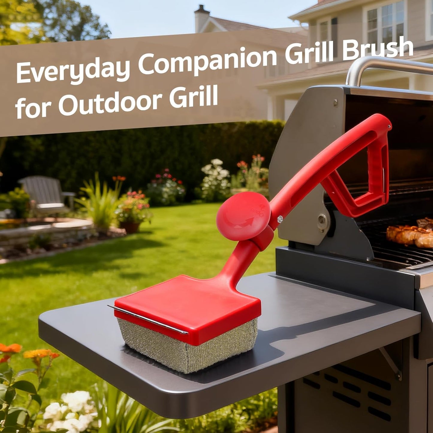GASPRO Steam Grill Brush Bristle Free for Outdoor Grill, BBQ Grill Cleaning Brush with Replaceable Scrub Sponge Head