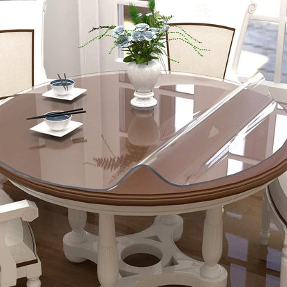16 Inch 2mm NECAUX Round Clear Table Cover Protector, Thick Upgraded Version, Unshrinkable Waterproof Oil Proof Plastic