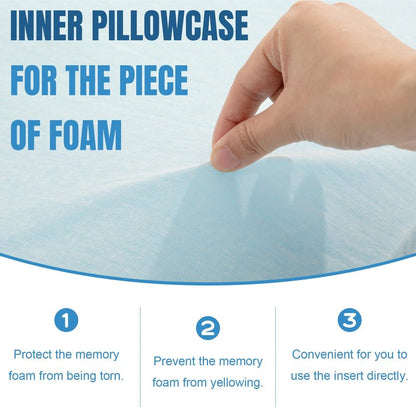 Beeveer 2 Pcs Adjustable Memory Foam Pillow, Thin Height 1.2'' Soft Insert Slim Flat Pillow for Neck Support Neck Pain Relief for Back, Side, Stomach Sleeper (23.6'' x 14.2''x 1.2'', Blue)