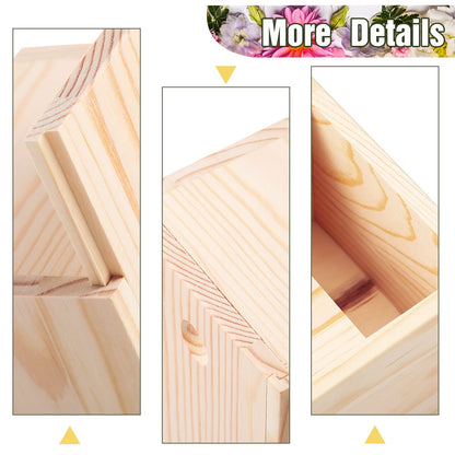 Blulu 3 Pieces 7.87 x 3.94 x 3.15 Inch Unfinished Wood Box with Sliding Lid, Small Wooden Storage Crates Container Empty Gift Boxes Pencil Box for Crafts Project Hobby Wood