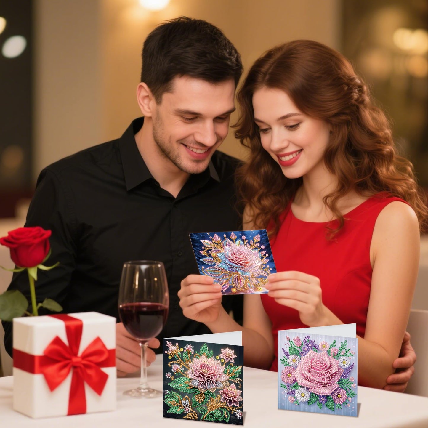 JZHYOAN 6Pcs Diamond Painting Cards Birthday Greeting Cards for Holidays Celebrations Diamond Art Card with Envelopes Crystal Arts Craft DIY Flower Gem Art Gem Painting Mosaic Kit for Adults