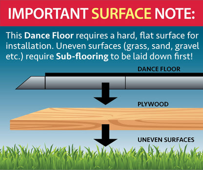 Portable White Sparkle Dance Floor Kit with Aluminum Edging, 18x18 Foot Heavy Duty Commercial Grade Waterproof Vinyl Tile for Weddings Receptions Parties Events and Dance Studios, Indoor Outdoor