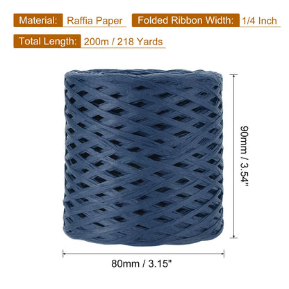 uxcell Raffia Paper Craft Ribbon, 1/4 Inch 218 Yards Raffia Twine String Packing Paper Twine for Christmas Wrapping DIY Craft, Navy Blue