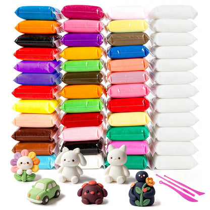 48 Air Dry Clay-36 Colors Modeling Clay for Kids Age 3-12,13 White,35 Others, Air Dry Clay Bulk Kit with 3 Sculpting Tool, Light, Safe, Non-Toxic, DIY Model Magic Clay Gifts for Boys and Girls Toys