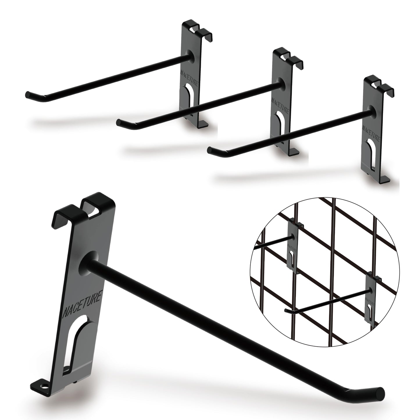 Double Gridwall Hooks- 24 Pcs Display Hooks for Grid Wall Panel- Grid Wall Hooks 6 inch with Extra Hook On The Bottom- Durable Peg Hook Wall Grid Panel Hooks for Hanging Retail Gridwall Accessories