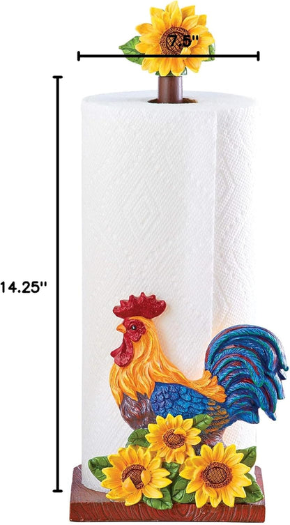 Charming Rooster & Sunflower Paper Towel Holder for Kitchen