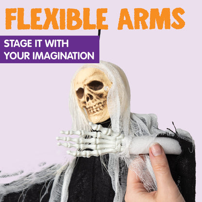 JOYIN 3 Pack Hanging Skeleton Ghost Halloween Decorations,Grim Reapers for Halloween Outdoor Decorations(One 35" Hanging Ghost Skeleton and Two 25" Hanging Reapers)