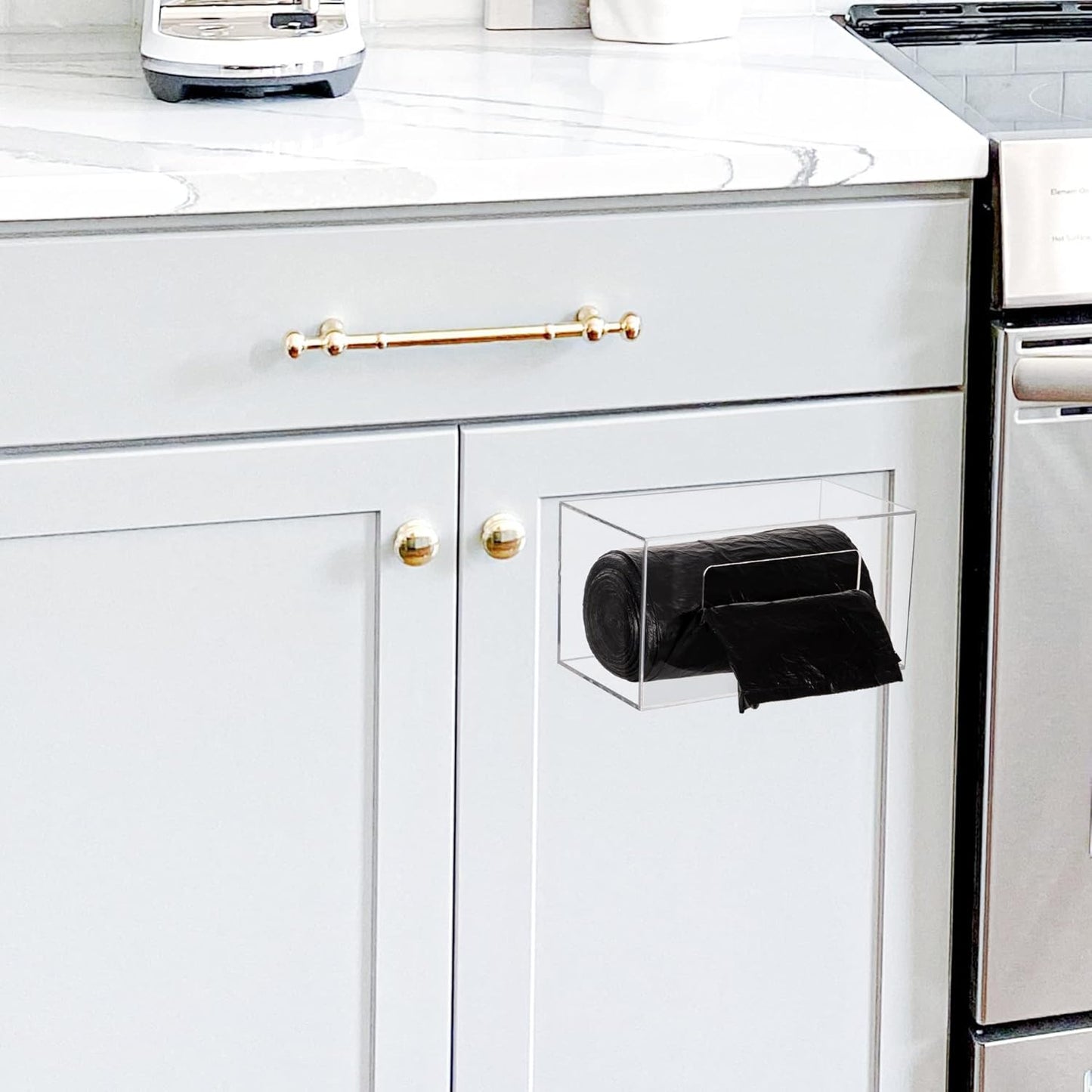 Trash Bag Dispenser Roll Holder, Wall Mount Acrylic Garbage Bag Dispenser Roll Holder for Kitchen Cabinet, Trash Can
