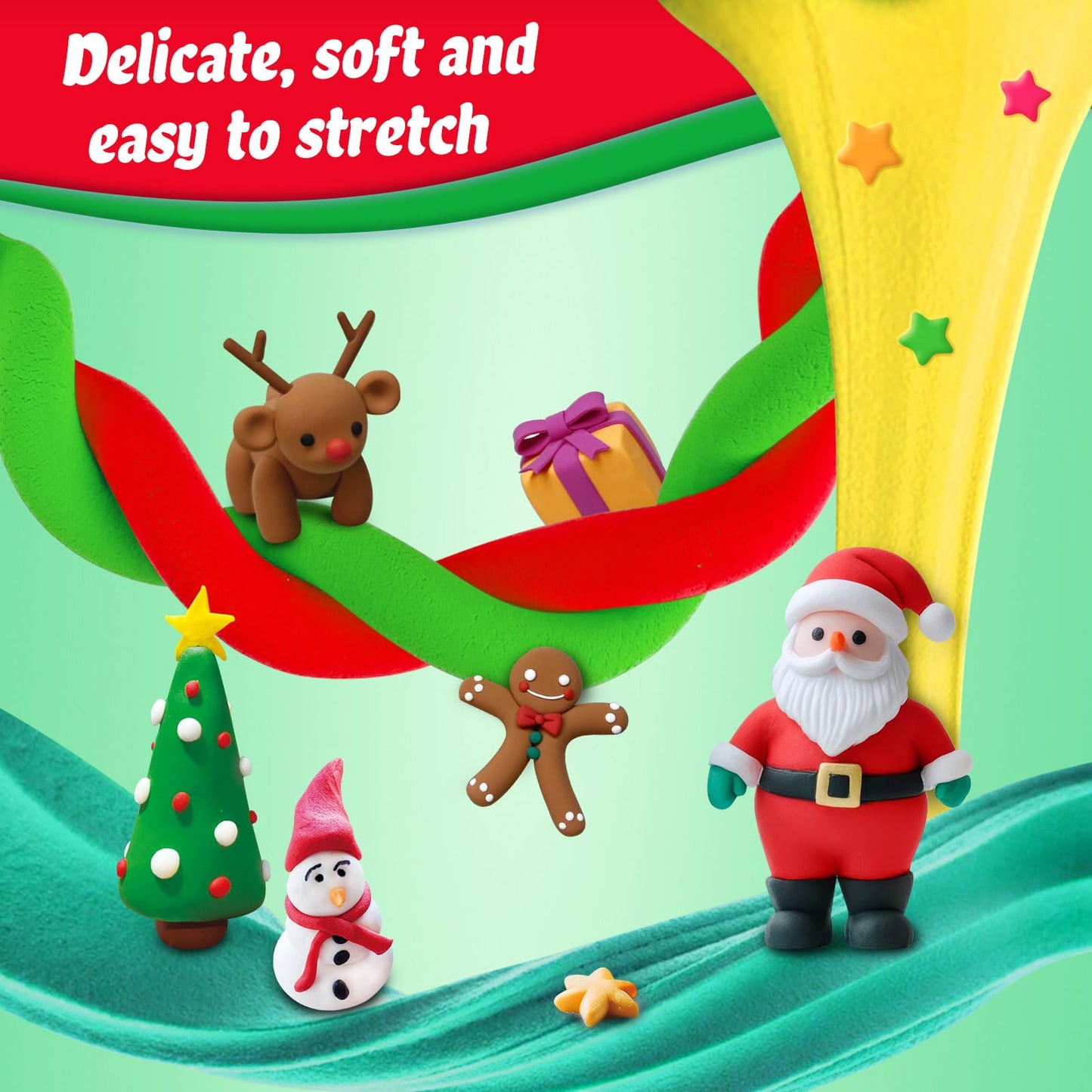 ESSENSON Air Dry Clay Christmas Crafts Kit, 36 Colors DIY Modeling Clay Craft Set with Accessories, Christmas Stocking Stuffers for Kids, Xmas Gift for Girls Boys