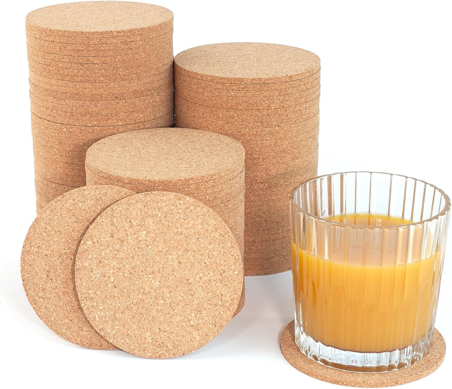Cork Coasters Bulk 100 Pack - Blank Round Natural Cork for Laser Engraving & DIY Crafts - Absorbent Heat Resistant Non-Slip 3.5" (90mm) - Wedding Favors, Coffee Bar & Restaurant - Faithful Panda