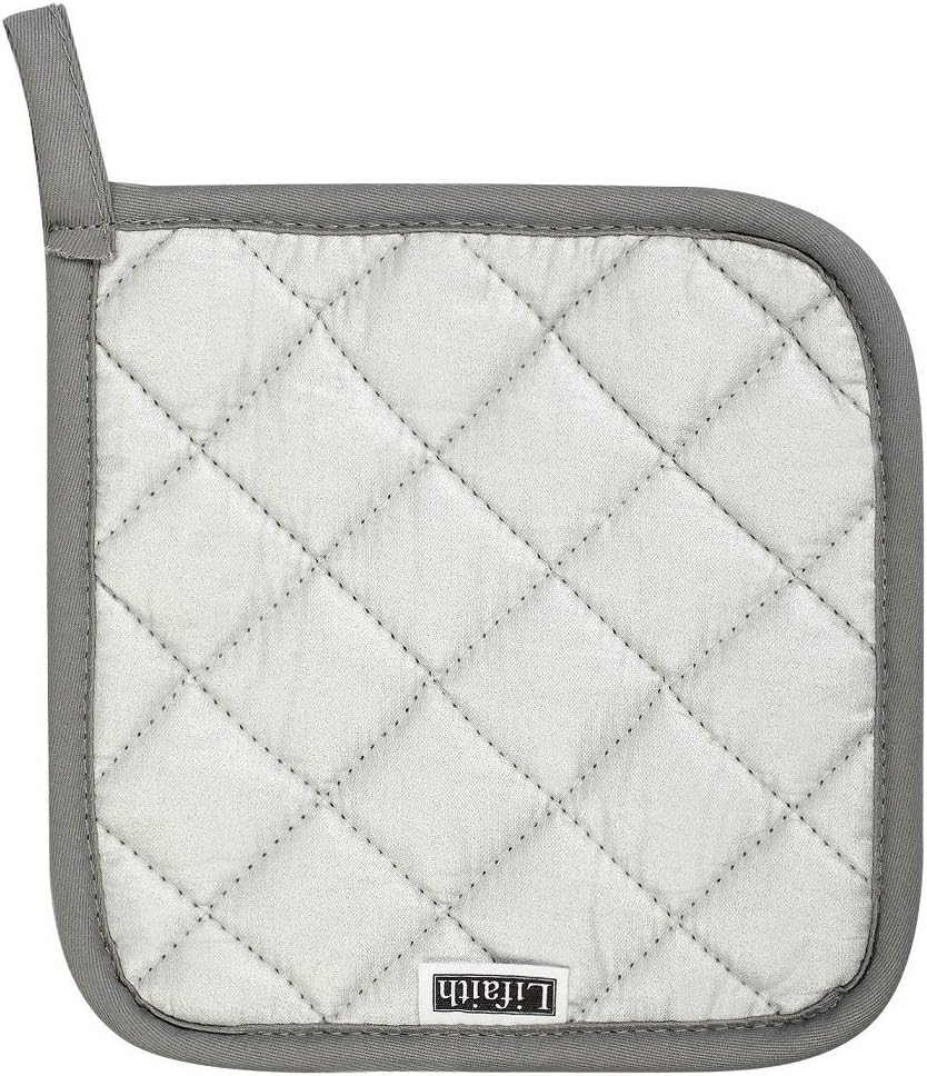 6 Pack Cotton Pot Holders Set, 7 Inch Heat Resistant Hot Pads for Cooking and Baking, Dark Grey