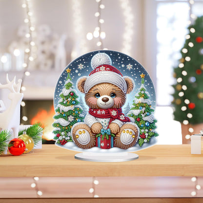 Christmas Diamond Painting Kits Tabletop decoration, DIY bear, 5D Diamond Art Home Ornament By Number Mosaic Arts Crafts For Home Office acrylic Tabletop Decor for Xmas Home Decor, New Year Gift