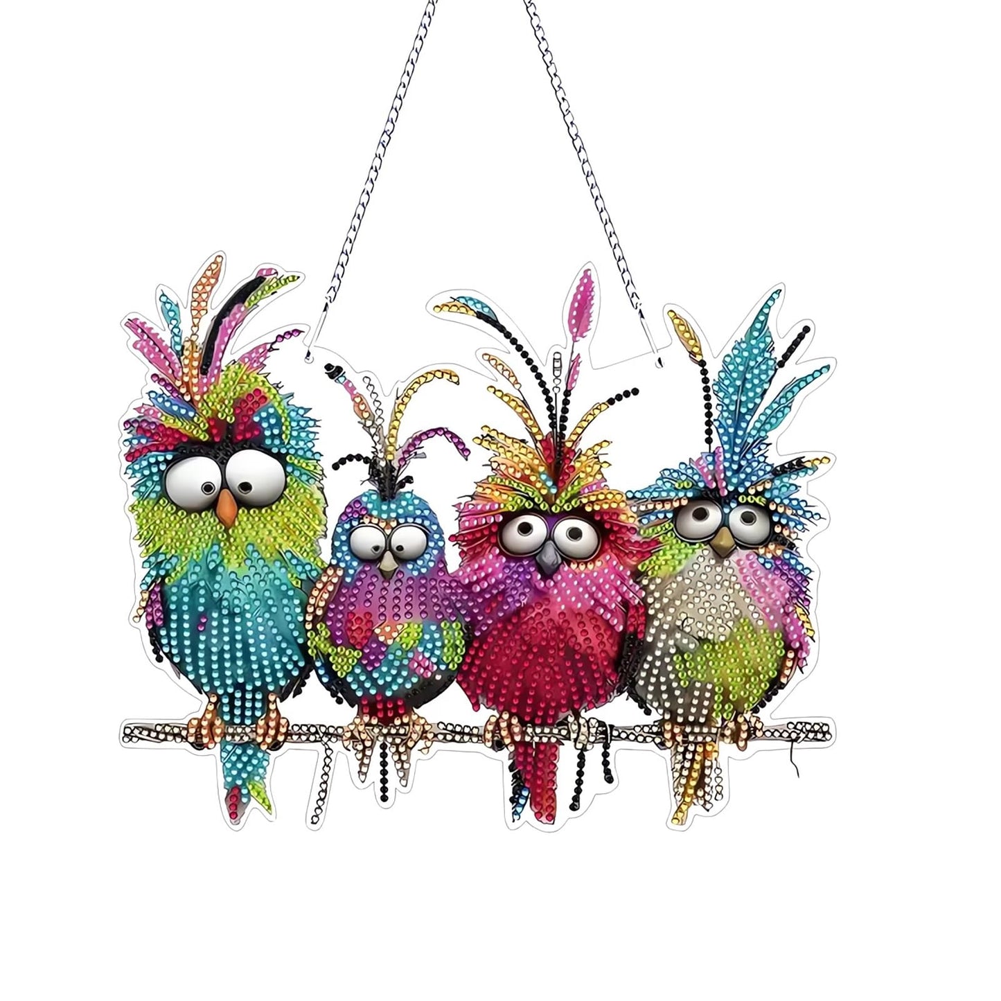 NQRSBUI DIY Hanging Diamond Art Kits for Adults, Bird Double Sided Diamond Art Painting Suncatchers Pendants, Crystal Gem Craft Painting Kit for Home Garden Wall Decor Gift (Bird)