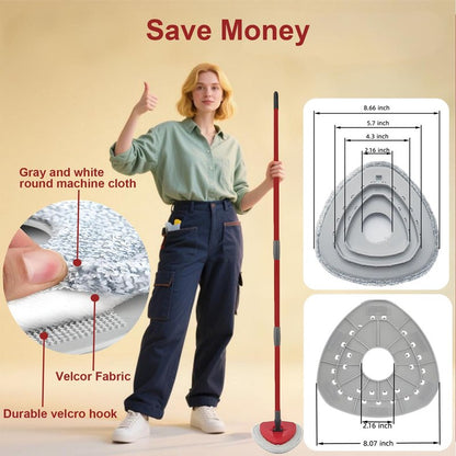 Flat Mop Head Replacements for Ocedar, Microfiber Mopping Head Refill for O-Cedar EasyWring and RinseClean Sys, 4 Pack Flat Spin Mop Pads & 1 Plastic Pad for Cleaning Floor, Wall, Ceiling