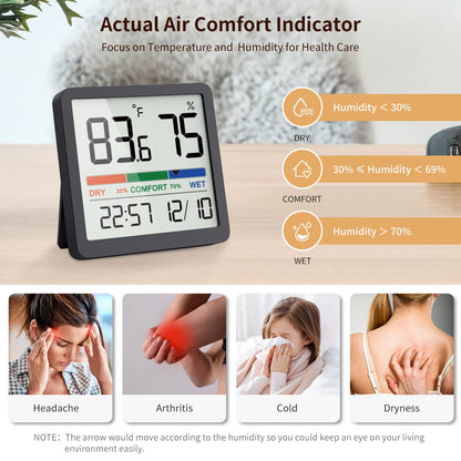 VOCOO Humidity Gauge Indoor Thermometer, Digital Indoor Humidity Sensor with Temperature Monitor