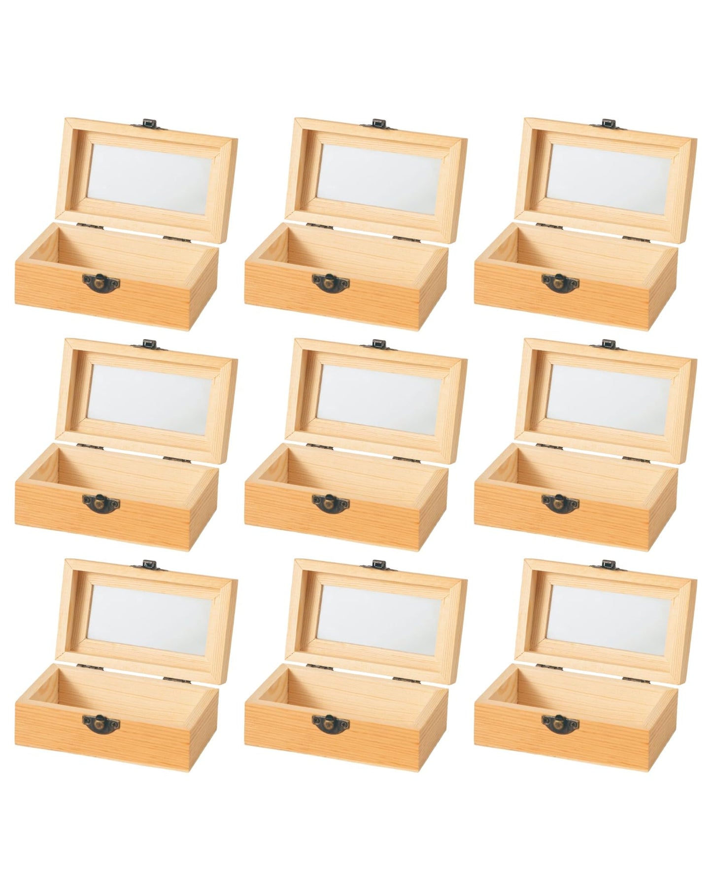 Xhqsulsclac 12 Piece Small Wooden Box Unfinished Wooden Treasure Box with Lids for DIY Crafts (4.8 x 3.9 x 2.1 inches)