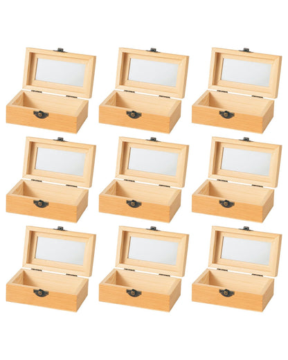 Xhqsulsclac 12 Piece Small Wooden Box Unfinished Wooden Treasure Box with Lids for DIY Crafts (4.8 x 3.9 x 2.1 inches)